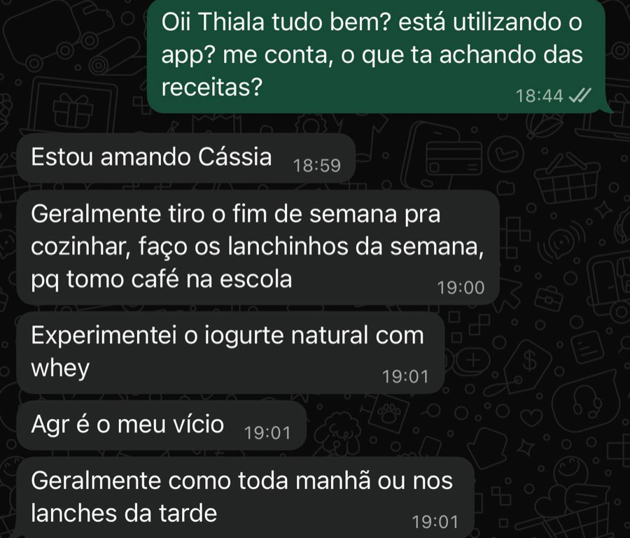 Conversa de apoio no WhatsApp